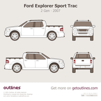 2007 Ford Explorer Sport Trac 2 Gen Double Cab Pickup Truck blueprint