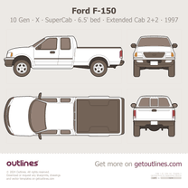 1997 Ford F-150 10 Gen X SuperCab 6.5' bed Extended Cab 2+2 ∙ Top View Pickup Truck blueprint