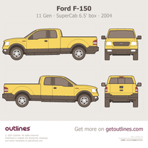 2004 Ford F-150 11 Gen P221 XI SuperCab 6.5' Box Yellow Pickup Truck blueprint