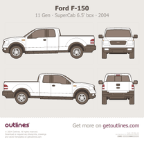 2004 Ford F-150 11 Gen P221 XI SuperCab 6.5' Box Pickup Truck blueprint