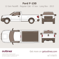 2008 Ford F-150 12 Gen Facelift Regular Cab 8' box Long Box ∙ Top View Pickup Truck blueprint
