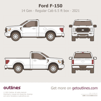 2021 Ford F-150 14 Gen P702 Regular Cab 6.5 ft box Standard Box Pickup Truck blueprint