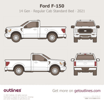 2021 Ford F-150 14 Gen Regular Cab Standard Box Pickup Truck blueprint