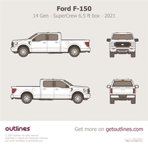 2021 Ford F-150 14 Gen P702 SuperCrew 6.5 ft box Standard Box Pickup Truck blueprint