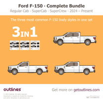 2025 Ford F-150 3 in 1 Bundle ∙ User’s Choice ∙ $59 instead of $72 Including Regular Cab, SuperCab, and SuperCrew Pickup Truck blueprint