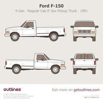 1991 Ford F-150 9 Gen Mk IX Regular Cab 8' box Pickup Truck blueprint
