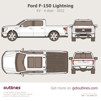 2022 Ford F-150 Lightning EV 4-door Pickup Truck blueprint