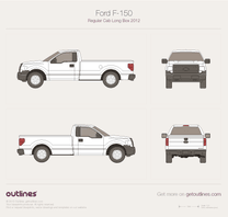 2008 Ford F-150 12 Gen Facelift Regular Cab 8' box Long Box Pickup Truck blueprint