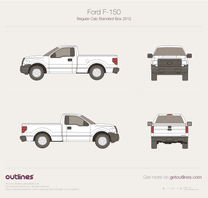 2008 Ford F-150 12 Gen Facelift Regular Cab 6.5' box Standard Box Pickup Truck blueprint