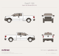 2008 Ford F-150 12 Gen Facelift SuperCab 6.5' box Standard Box Pickup Truck blueprint