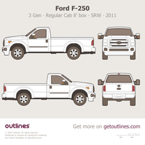 2011 Ford F-250 Super Duty 3 Gen Regular Cab 8' Box Pickup Truck blueprint