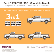 2025 Ford F-250 3 in 1 Bundle ∙ User’s Choice ∙ $59 instead of $72 Including Regular Cab, SuperCab, and Crew Cab Pickup Truck blueprint