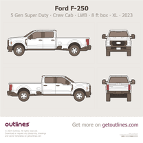 2023 Ford F-250 Super Duty 5 Gen Crew Cab ∙ LWB∙ 8 ft box ∙ XL ∙ XLT Pickup Truck blueprint