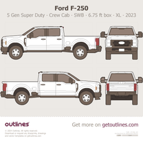 2023 Ford F-250 Super Duty 5 Gen Crew Cab ∙ SWB ∙ 6.75 ft box ∙ XL ∙ XLT Pickup Truck blueprint