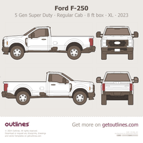 2023 Ford F-250 Super Duty 5 Gen Regular Cab ∙ 8 ft box ∙ XL ∙ XLT Pickup Truck blueprint