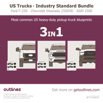 2025 Chevrolet Silverado 2500HD US Trucks ∙ 3 in 1 ∙ Industry Standard Bundle Including 2500HD ∙ F-250 ∙ RAM 2500 Pickup Truck blueprint