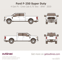 2017 Ford F-250 Super Duty 4 Gen Facelift '20 Crew Cab 6.75' Box Pickup Truck blueprint