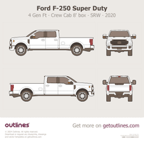 2017 Ford F-250 Super Duty 4 Gen Facelift '20 Crew Cab 8' Box Pickup Truck blueprint