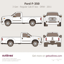 2011 Ford F-350 Super Duty 3 Gen Regular Cab 8' Box ∙ DRW Pickup Truck blueprint