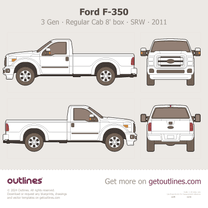 2011 Ford F-350 Super Duty 3 Gen Regular Cab 8' Box ∙ SRW Pickup Truck blueprint