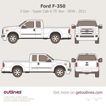2011 Ford F-350 Super Duty 3 Gen SuperCab 6.75' Box ∙ Extended Cab ∙ SRW Pickup Truck blueprint