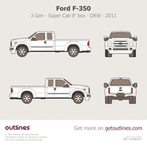 2011 Ford F-350 Super Duty 3 Gen SuperCab 8' Box ∙ Extended Cab ∙ DRW Pickup Truck blueprint