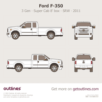 2011 Ford F-350 Super Duty 3 Gen SuperCab 8' Box ∙ Extended Cab ∙ SRW Pickup Truck blueprint