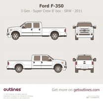 2011 Ford F-350 Super Duty 3 Gen Crew Cab 8' Box ∙ SRW Pickup Truck blueprint