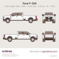 2023 Ford F-350 Super Duty 5 Gen DRW ∙ Crew Cab ∙ LWB ∙ 8 ft box ∙ XL ∙ XLT Pickup Truck blueprint