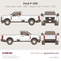 2023 Ford F-350 Super Duty 5 Gen DRW ∙ Regular Cab ∙ 8 ft box ∙ XL ∙ XLT Pickup Truck blueprint