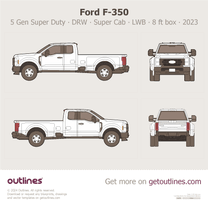 2023 Ford F-350 Super Duty 5 Gen DRW ∙ Super Cab ∙ LWB ∙ 8 ft box ∙ XL ∙ XLT Pickup Truck blueprint