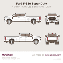 2017 Ford F-350 Super Duty 4 Gen Facelift '20 Crew Cab 8' Box ∙ DRW Pickup Truck blueprint