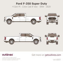 2017 Ford F-350 Super Duty 4 Gen Facelift '20 Crew Cab 8' Box ∙ SRW Pickup Truck blueprint