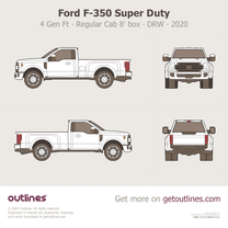 2017 Ford F-350 Super Duty 4 Gen Facelift '20 Regular Cab 8' Box ∙ DRW Pickup Truck blueprint