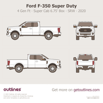 2017 Ford F-350 Super Duty 4 Gen Facelift '20 SuperCab 6.75' Box ∙ Extended Cab ∙ SRW Pickup Truck blueprint