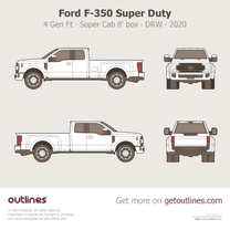 2017 Ford F-350 Super Duty 4 Gen Facelift '20 SuperCab 8' Box ∙ Extended Cab ∙ DRW Pickup Truck blueprint
