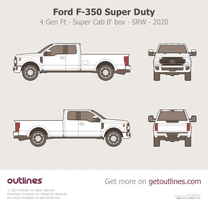 2017 Ford F-350 Super Duty 4 Gen Facelift '20 Super Cab 8' Box ∙ SRW Pickup Truck blueprint
