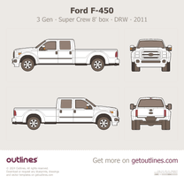 2011 Ford F-450 Super Duty 3 Gen Crew Cab 8' Box ∙ DRW Pickup Truck blueprint