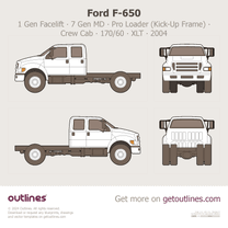 2004 Ford F-650 1 Gen Facelift ∙ 7 Gen MD Pro Loader (Kick-Up Frame) ∙ Crew Cab ∙ 170/60 ∙ XLT Heavy Truck blueprint