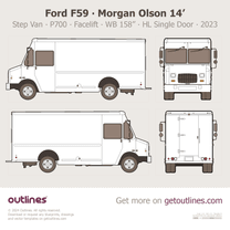 2023 Ford F59 Step Van ∙ Morgan Olson ∙ Facelift 14' ∙ P700 ∙ WB 158” ∙ HL Single Door Van blueprint