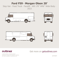 2023 Ford F59 Step Van ∙ Morgan Olson ∙ Facelift 20' ∙ Food Truck ∙ WB 178” ∙ W96 Wide Body Van blueprint