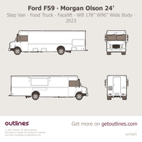 2023 Ford F59 Step Van ∙ Morgan Olson ∙ Facelift 24' ∙ Food Truck ∙ WB 178” ∙ W96 Wide Body Van blueprint