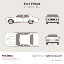 1973 Ford Falcon XB Top View Sedan blueprint