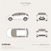 2008 Ford Fiesta Mk VI 5-door Hatchback blueprint