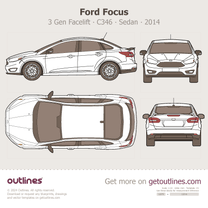 2014 Ford Focus Facelift Top View Sedan blueprint