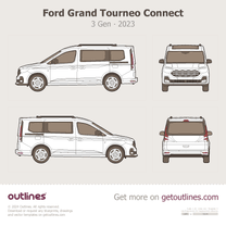 2021 Ford Tourneo Connect 3 Gen ∙ Grand MPV ∙ LWB ∙ uk ∙ eu Minivan blueprint