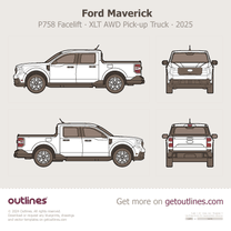 2025 Ford Maverick P758 Facelift XLT ∙ AWD Pickup Truck blueprint