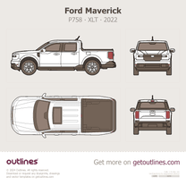 2022 Ford Maverick P758 XLT ∙ AWD ∙ Pick-up Truck ∙ Top View Pickup Truck blueprint