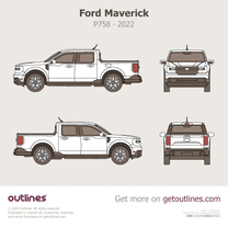 2022 Ford Maverick P758 XLT AWD Pick-up Truck Pickup Truck blueprint