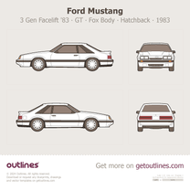 1983 Ford Mustang 3 Gen Facelift '83 Fox Body Hatchback blueprint